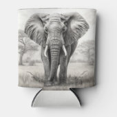 アフリカゾウ鉛筆スケッチ 缶クーラー (正面)