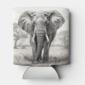 アフリカゾウ鉛筆スケッチ 缶クーラー (裏面)