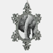 アフリカゾウ スノーフレークピューターオーナメント (左)