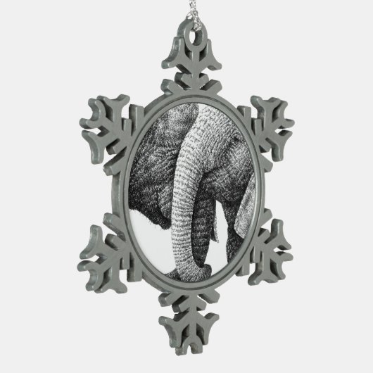 アフリカゾウ スノーフレークピューターオーナメント (左)