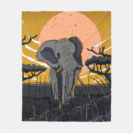 アフリカゾウ フリースブランケット (正面)