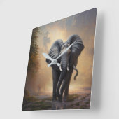 アフリカゾウ – 王様 スクエア壁時計 (傾斜)