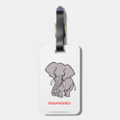 アフリカゾウ – 絶滅危惧動物 – 赤 ラゲッジタグ (裏面縦)