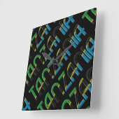 アフリカタンザニア国旗色タイポグラフィ記念物 スクエア壁時計 (傾斜)