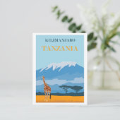アフリカタンザニア山キリマンジャロヴィンテージ旅行 ポストカード (スタンド正面)