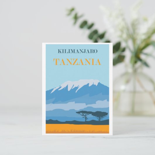 アフリカタンザニア山キリマンジャロヴィンテージ旅行 ポストカード (スタンド正面)