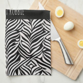 アフリカダマスクの微妙な白黒パターン キッチンタオル (四つ折り)