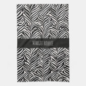 アフリカダマスクの微妙な白黒パターン キッチンタオル (縦)