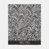 アフリカダマスクの微妙な白黒パターン フリースブランケット (正面)