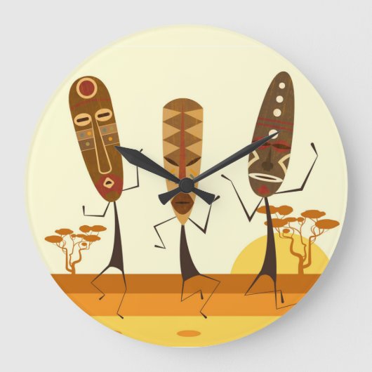 アフリカダンサー ラージ壁時計 (正面)