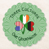 アフリカディアスポラアイリッシュアメリカンシャムロックパーソナル ペーパーコースター (正面)