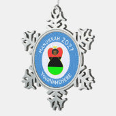 アフリカディアスポラエンジェルハヌカーパーソナライズされた国旗 スノーフレークピューターオーナメント (右)