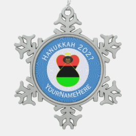 アフリカディアスポラエンジェルハヌカーパーソナライズされた国旗 スノーフレークピューターオーナメント