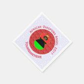 アフリカディアスポラ国旗のエンジェルパーソナライズされたレッド スタンダードカクテルナプキン (角)