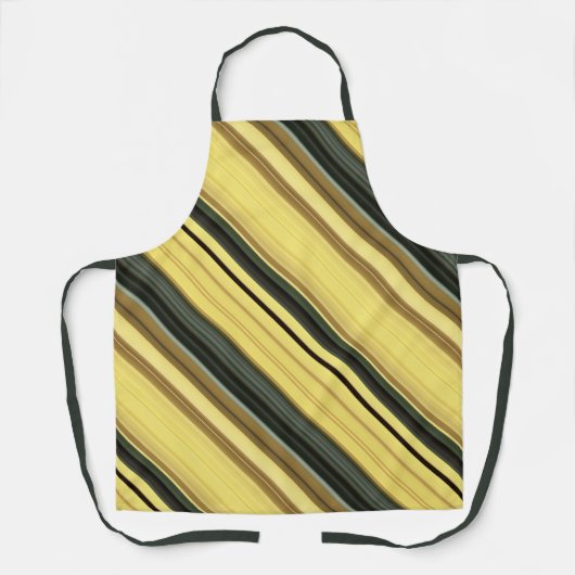 アフリカデイジーグリーンと黄ストライプ色 エプロン (正面)