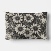 アフリカデイジーグレースケールスケッチ アクセサリーポーチ (正面)
