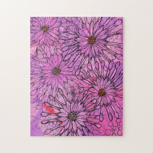 アフリカデイジーケープデイジーピンクの花フローラアート ジグソーパズル (縦)