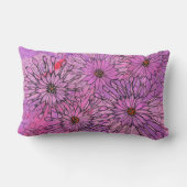 アフリカデイジーケープデイジーピンクの花フローラアート ランバークッション (裏面)