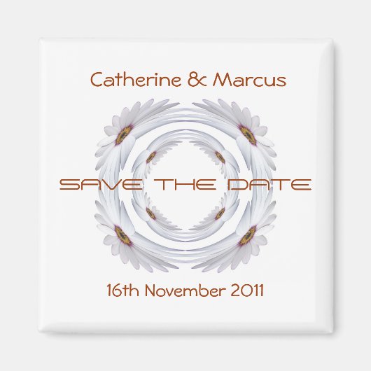 アフリカデイジーリングや輪日付正方形マグネットを保存 マグネット (正面)