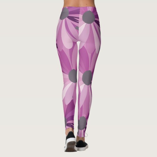 アフリカデイジー紫色の花模様 レギンス (裏面)