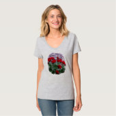 アフリカデイジー赤(壁水色) Tシャツ (正面フル)
