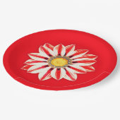 アフリカデイジー/ガザニア赤と白- ストライプの ペーパープレート (アングル)