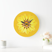 アフリカデイジー/ガザニア-マスタードの金ゴールド ラージ壁時計 (ホーム)