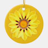 アフリカデイジー/ガザニア – マスタード金ゴールド セラミックオーナメント (正面)