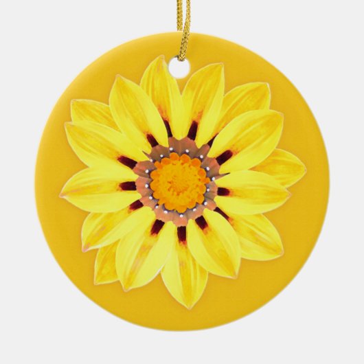 アフリカデイジー/ガザニア – マスタード金ゴールド セラミックオーナメント (正面)