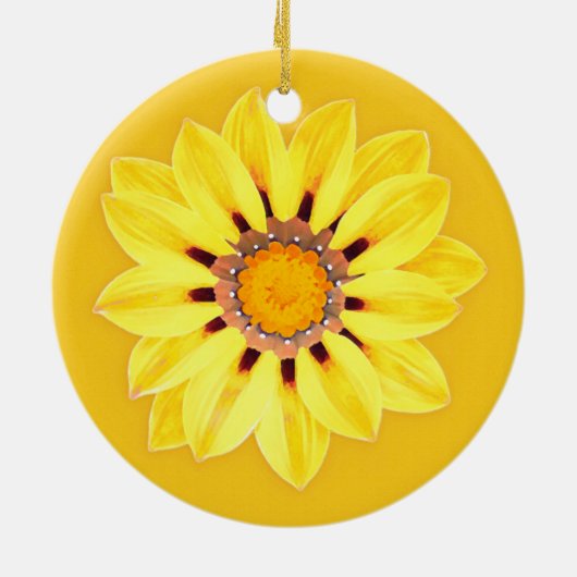 アフリカデイジー/ガザニア – マスタード金ゴールド セラミックオーナメント (裏面)