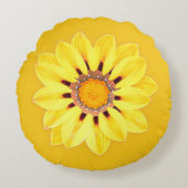 アフリカデイジー/ガザニア – マスタード金ゴールド ラウンドクッション (正面)