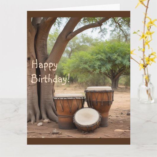 アフリカドラム カード (黄色い花)