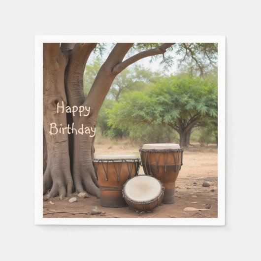 アフリカドラム スタンダードカクテルナプキン (正面)
