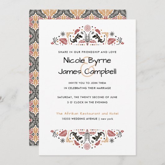 アフリカナ |アモダンンカラ結婚リザード 招待状 (正面/裏面)