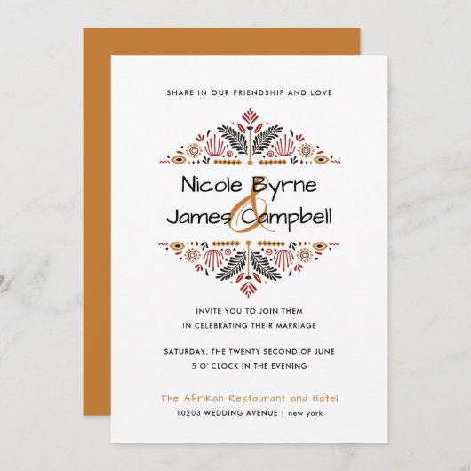 アフリカナ |アモダンンカ結婚ラ 招待状 (正面/裏面)