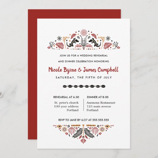 アフリカナ |アンカラモダンケンテ・リハーサル・ディナー 招待状 (正面/裏面)