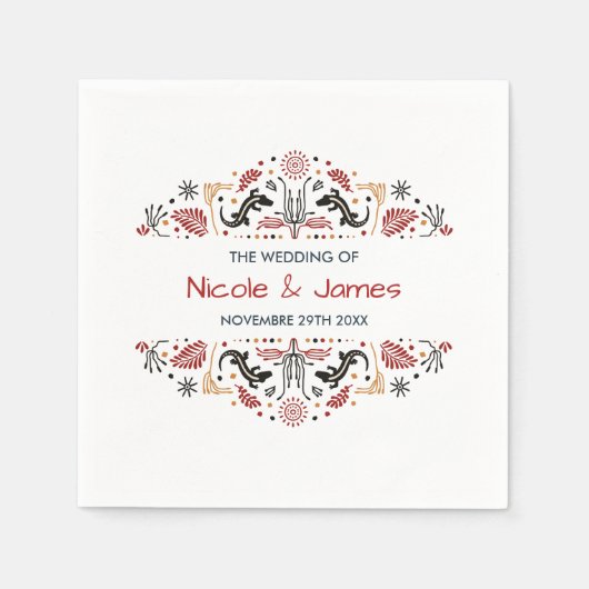 アフリカナ |アンカラ・ケントパーソナライズされた結婚ズ スタンダードカクテルナプキン (正面)