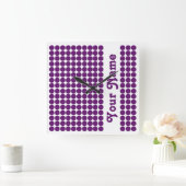 アフリカバイオレットサファリドット(名前) スクエア壁時計 (ホーム)