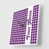 アフリカバイオレットサファリドット(名前) スクエア壁時計 (傾斜)