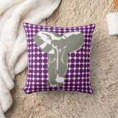 アフリカバイオレットサファリポップ・アートのドットと象 クッション (ブランケット)