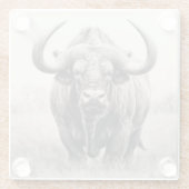 アフリカバッファローペンシルスケッチ ガラスコースター (裏面)