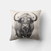 アフリカバッファローペンシルスケッチ クッション (裏面)