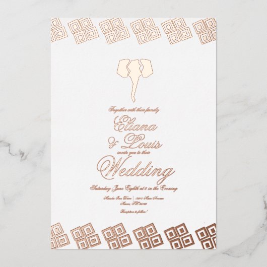 アフリカバラ金ゴールドアンカ結婚ラズプレス 箔招待状 (正面)