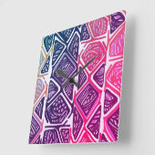 アフリカパターン柱時計 スクエア壁時計 (傾斜)