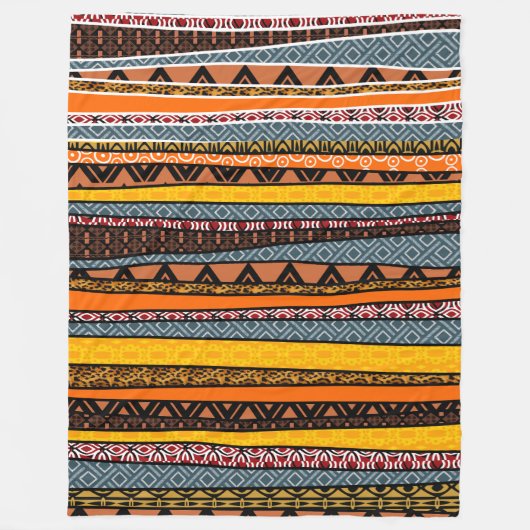 アフリカパターン混合 フリースブランケット (正面)
