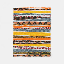 アフリカパターン組合せ フリースブランケット