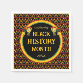 アフリカパターン黒い履歴月のお祝い スタンダードカクテルナプキン