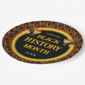 アフリカパターン黒い履歴月のお祝い ペーパープレート (アングル)