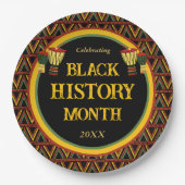 アフリカパターン黒い履歴月のお祝い ペーパープレート (正面)