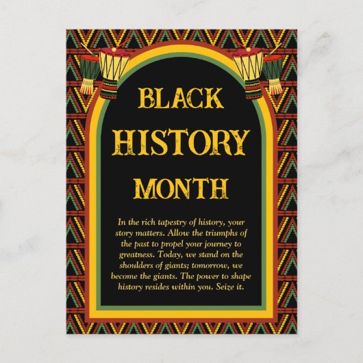 アフリカパターン黒い履歴月のお祝い ポストカード (正面)
